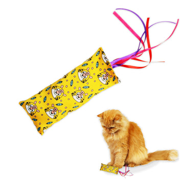 Pawsindia Catnip Aromatherapy Toy with Ribbons- Yellow